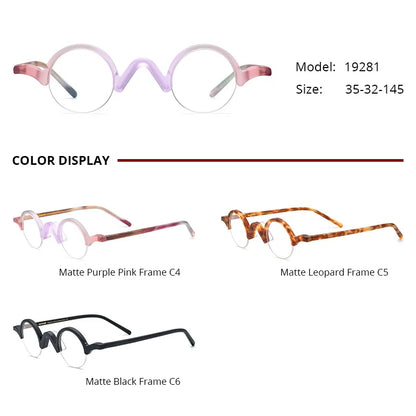 COMPUTER GLASSES / EXECUTIVE New Multi Color Round Frosted Acetate Eyewear Frame Men and Women Universal Exquisite Half-Rim Acetate Optical Frames