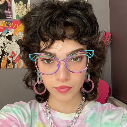 COMPUTER GLASSES / EXECUTIVE Fashion Cat Eye Metal Anti Blue Light