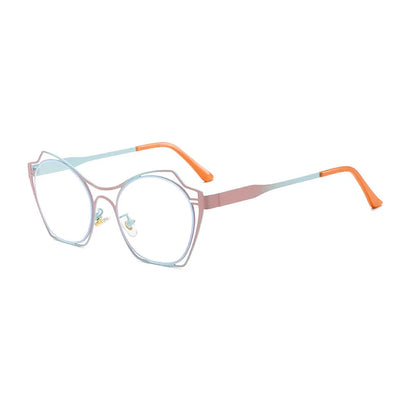 COMPUTER GLASSES / EXECUTIVE Trendy Cat Eye Women Reading Glasses New Design Metal Hollow Big Frame Presbyopia Eyewear Unique Double Color Frame Glasses