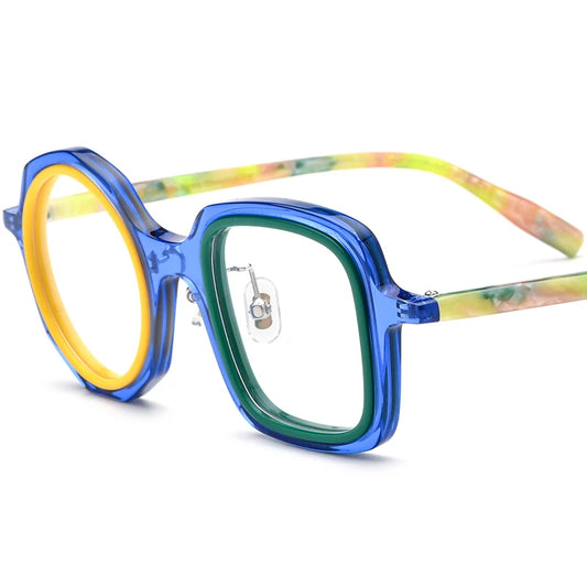 COMPUTER GLASSES / EXECUTIVE  Acetate Glasses Frame Men Left Square Right Round Women Brand Design Optical Spectacle Optical