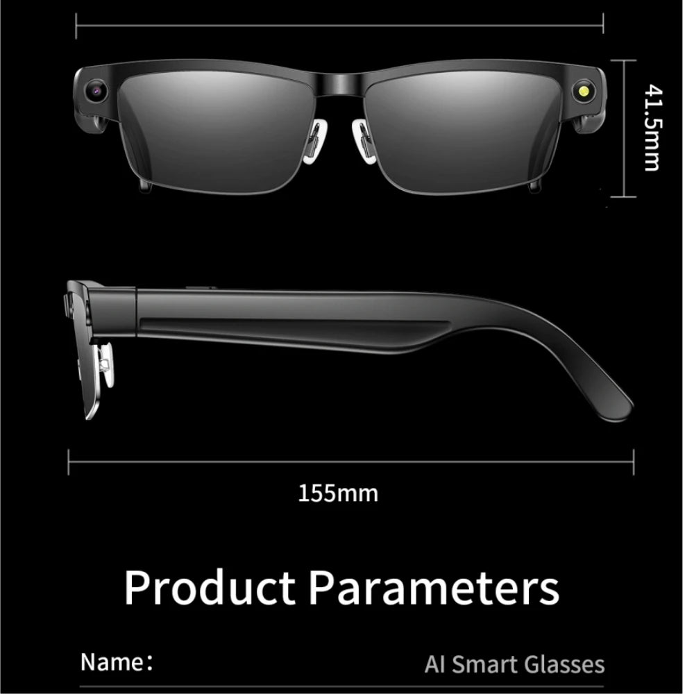 Smart Sunglass with Camera 8MP Pixel 4GB Memory Automatic Color-changing Lenses Wi Fi AI Translate Chat GPT Polaroid Glasses