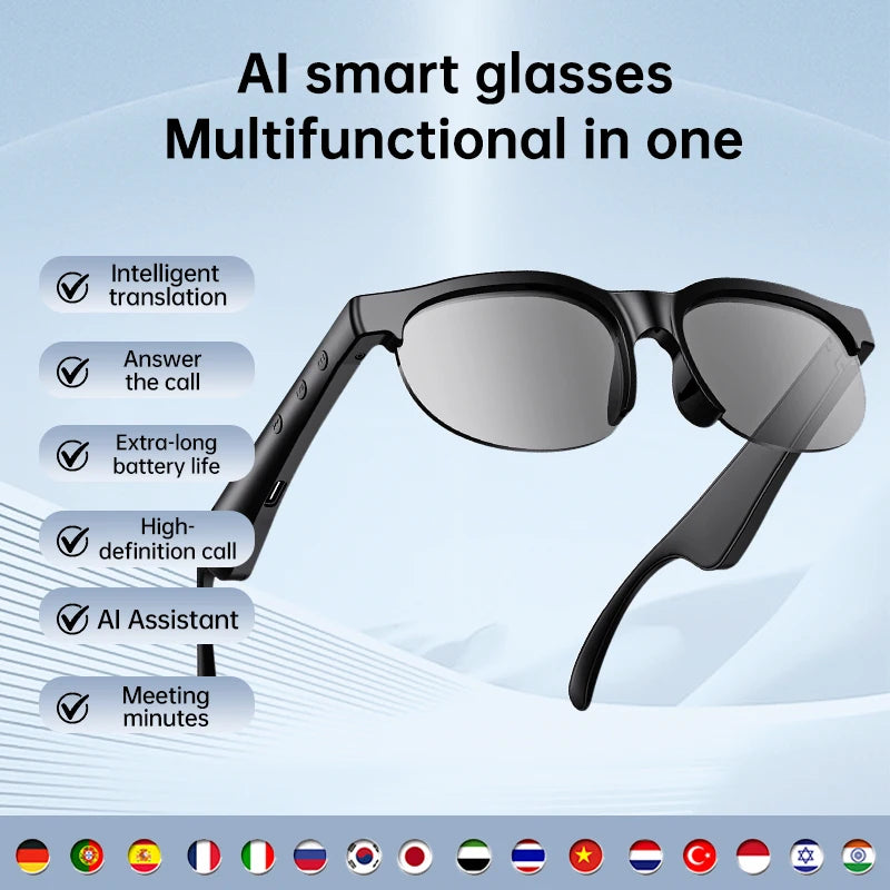 Ai Smart Glasses Unisex One-year Warranty  Outdoor Cycling Sports Glasses Wireless Headphones Smart Blue Tooth Sunglasses AI Translation Glasses