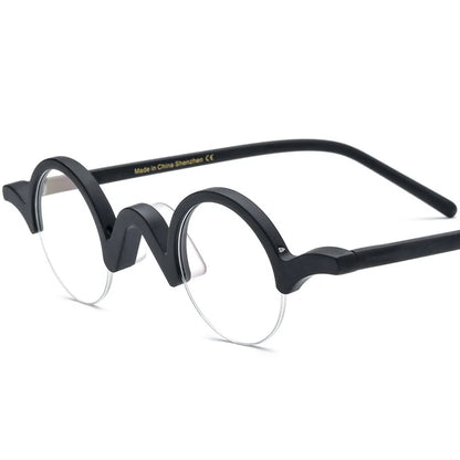COMPUTER GLASSES / EXECUTIVE New Multi Color Round Frosted Acetate Eyewear Frame Men and Women Universal Exquisite Half-Rim Acetate Optical Frames