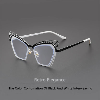 COMPUTER GLASSES / EXECUTIVE Personality Hollowed Cat Eye Anti-blue Glasses 2025 Fashion Metal Decorative Optical Spectacle Eyeglasses Ultra Light Glasses