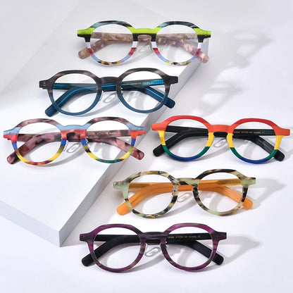 COMPUTER GLASSES / EXECUTIVE Multicolor Matte Acetate  Women  Fashion Round Eyeglasses Optical Spectacle Retro Men Eyewear