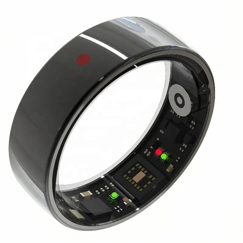 RM1A Smart Health Ring Couples Blood Oxygen & Heart Rate HRV Tracking Android App Controlled Steel Case