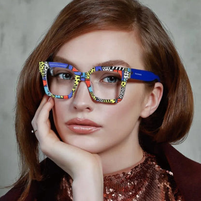 COMPUTER GLASSES / EXECUTIVE Square Glasses Frame Vintage Clear Glasses Trending Styles Blue Green Designer Fashion Computer Eyeglasses Brand