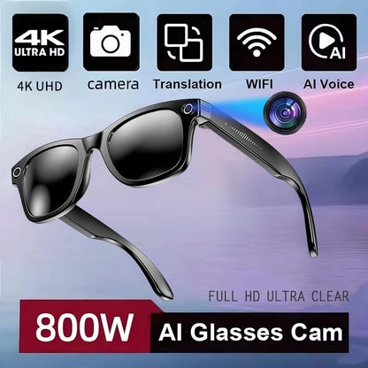 Ai Smart Glasses Unisex New Smart Glasses Recording Videos AI Photo Recognition Translation Call Sunglasses Men Women Waterproof Bluetooth Glasses