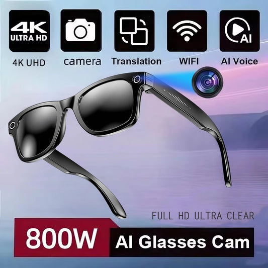 Ai Smart Glasses Unisex New Smart Glasses Recording Videos AI Photo Recognition Translation Call Sunglasses Men Women Waterproof Bluetooth Glasses