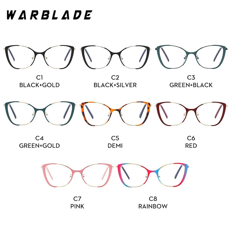COMPUTER GLASSES / EXECUTIVE Trend New Fashion Metal Cat Eye Anti-Blue Light Luxury Women Glasses Brand Design Men Computer Reading Optical Spectacle Lentes