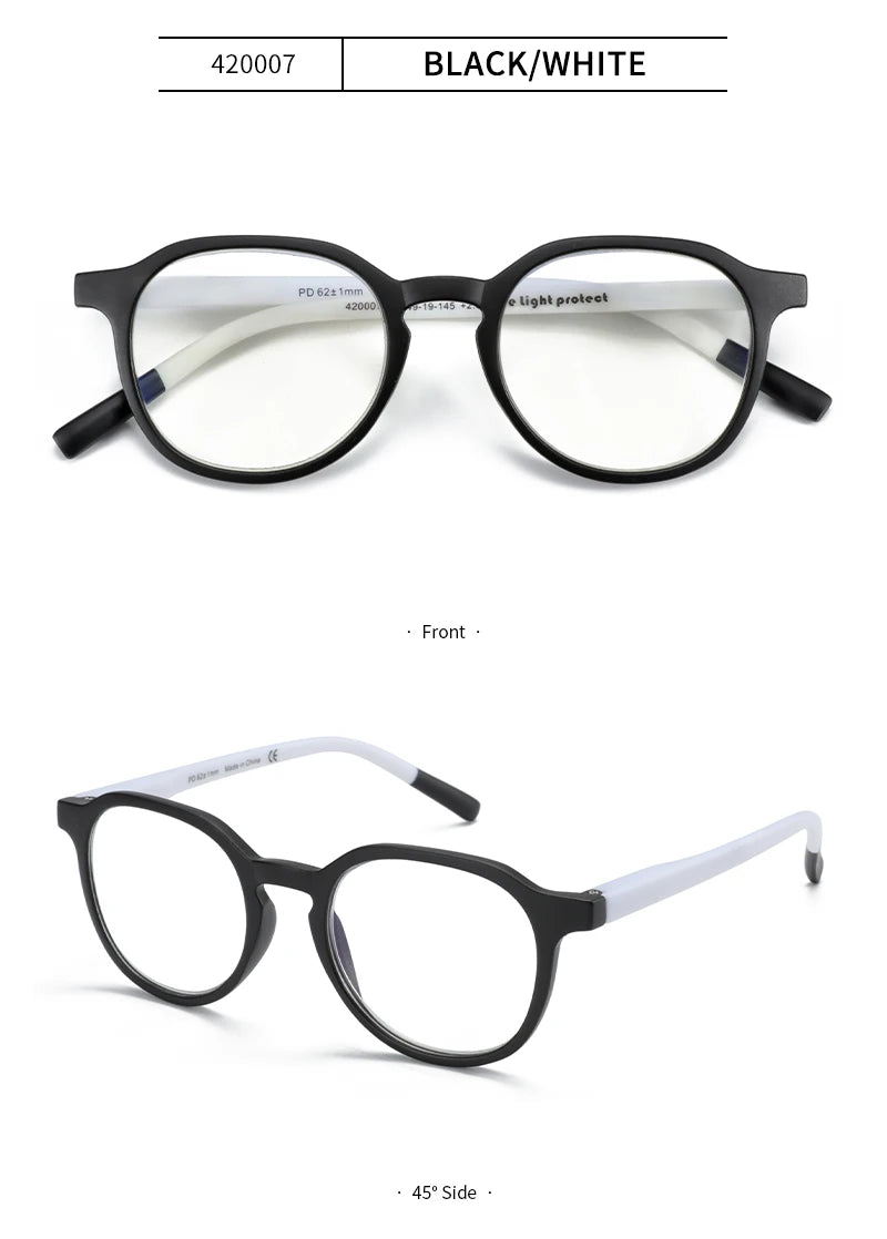 ANTI BLUE LIGHT Retro Circular  Glasses Blue Light Blocking Round Computer Eyeglasses for Unisex Fashion