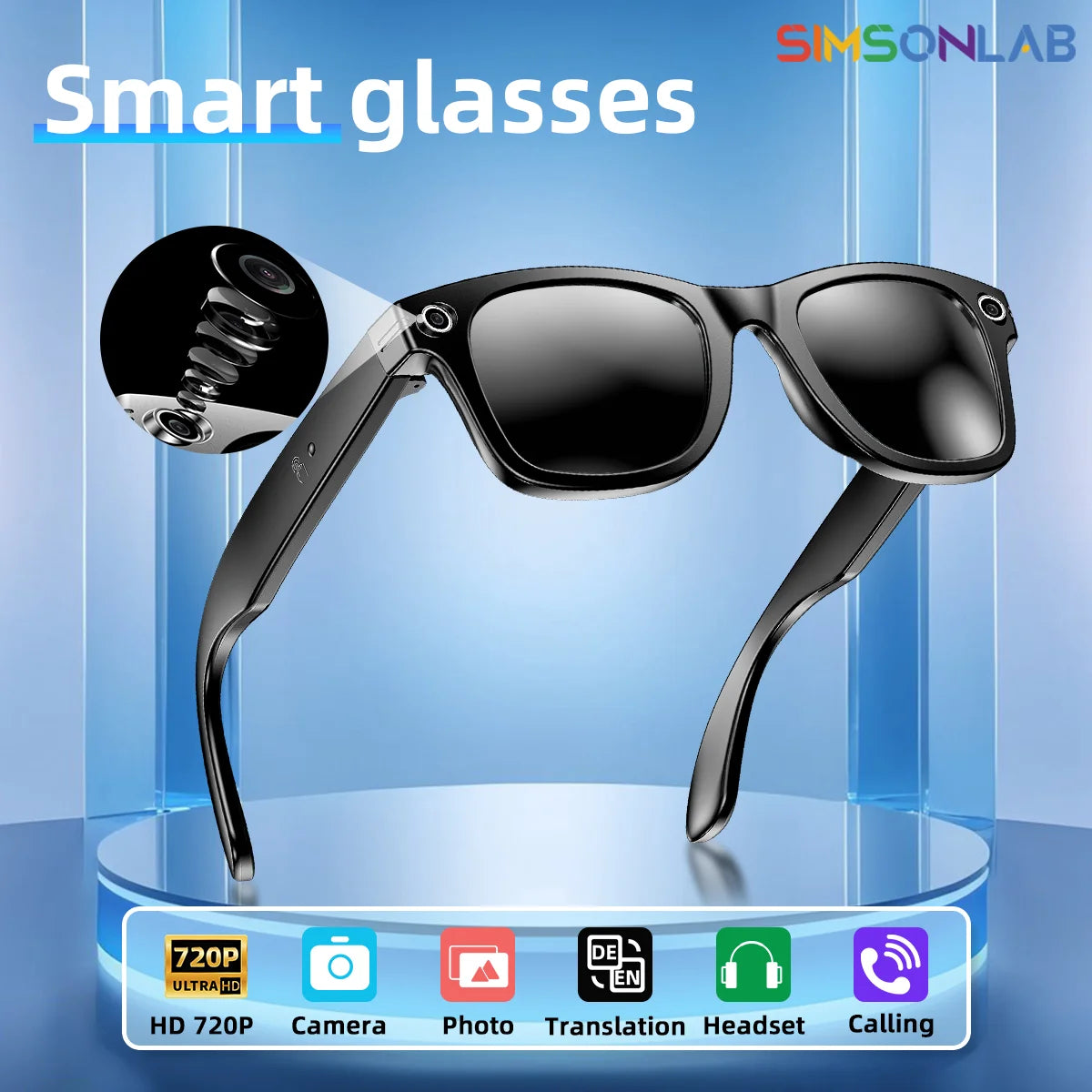 Ai Smart Glasses Unisex AI Camera Smart Glasses Q&A Translation Photo Take Video Record Wireless Call Protection Lenses Sports Sunglasses Gift