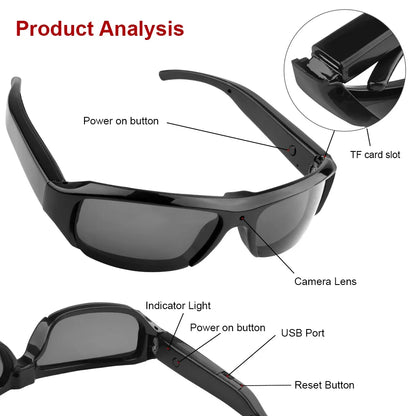 Ai Smart Glasses Unisex  Mini Glasses Camera Portable Outdoor Security Sports DV DVR Video Recorder Surveillance Camcorder For Driving