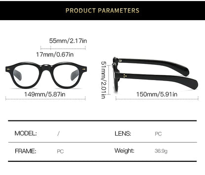 ANTI BLUE LIGHT  Round Women Glasses Frame Retro Sunglasses Rivets Decoration Optical Men Orange Eyeglasses Frame