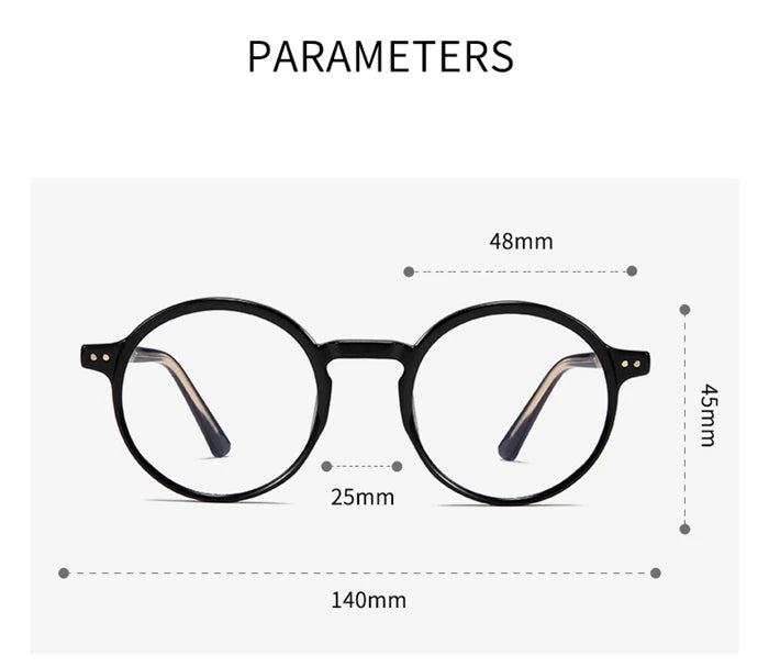 ANTI BLUE LIGHT Round Prescription Glasses For The Nearsighted Fashion TR90 Women Men Myopes Lunettes