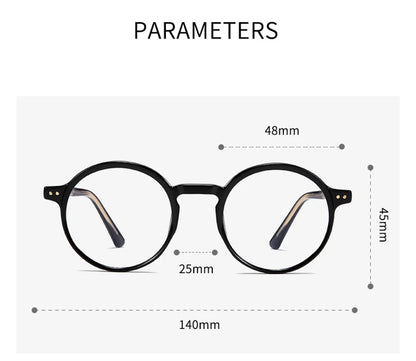ANTI BLUE LIGHT Round Prescription Glasses For The Nearsighted Fashion TR90 Women Men Myopes Lunettes
