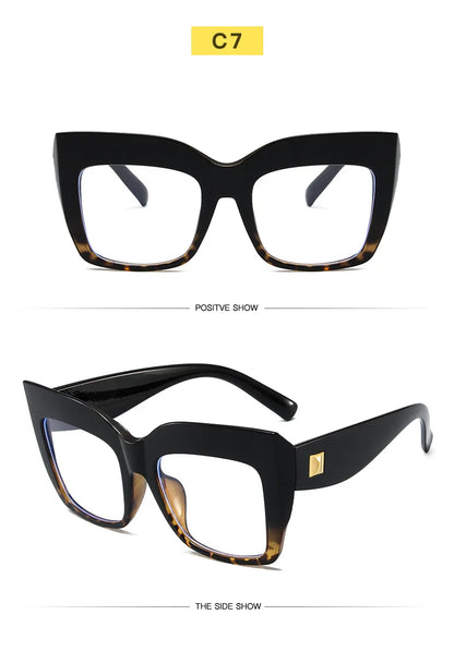 COMPUTER GLASSES / EXECUTIVE Oversize Women's Glasses Fashion  Square Ladies Eyeglasses Blue Clear Lens Optical Female Eyewear Anti Blue Light