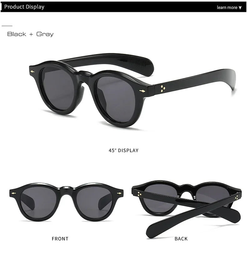 ANTI BLUE LIGHT  Round Women Glasses Frame Retro Sunglasses Rivets Decoration Optical Men Orange Eyeglasses Frame