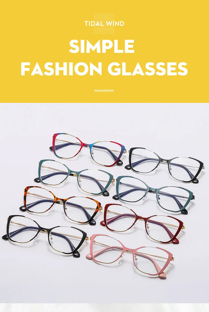 COMPUTER GLASSES / EXECUTIVE Trend New Fashion Metal Cat Eye Anti-Blue Light Luxury Women Glasses Brand Design Men Computer Reading Optical Spectacle Lentes