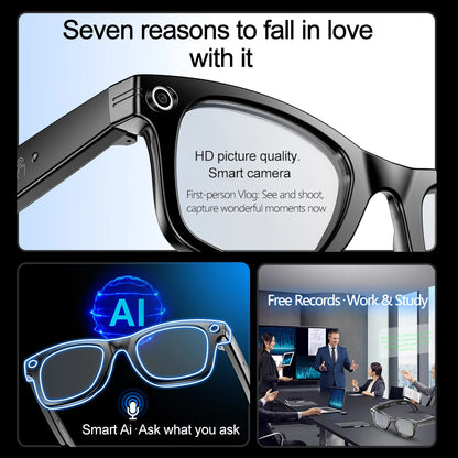 Ai Smart Glasses Unisex AI Camera Smart Glasses Q&A Translation Photo Take Video Record Wireless Call Protection Lenses Sports Sunglasses Gift