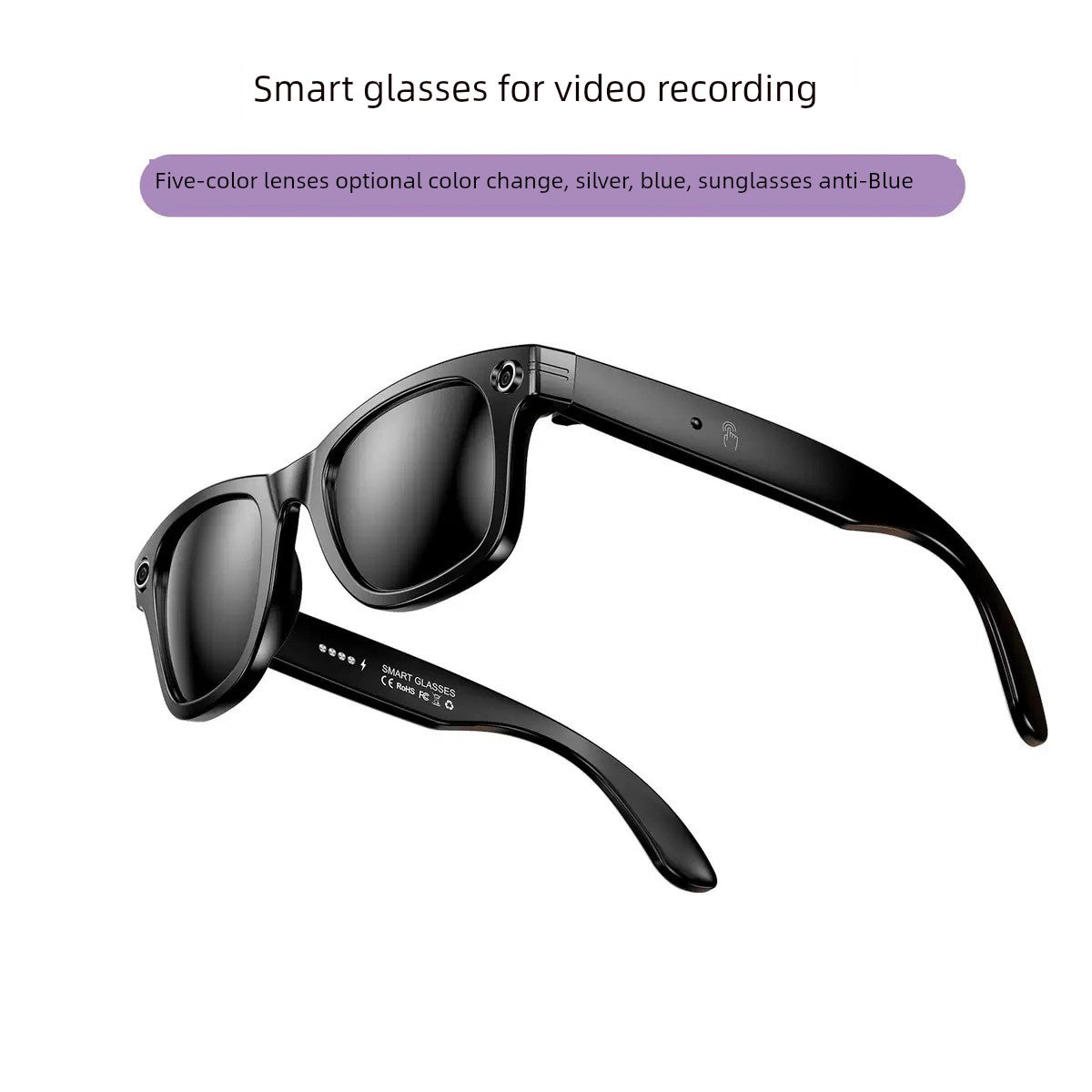 Ai Smart Glasses Unisex Smart Glasses Camera Shooting Function AI Translation Travel Black Technology Outdoor Sunglasses Built-in Camera Recording Integrated
