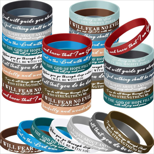 Bible Verses Bracelets Bulk Scripture Silicone Wristbands Inspirational Motivational Wristbands Christian Bracelets for Easter
