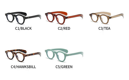 ANTI BLUE LIGHT  Round Women Glasses Frame Retro Sunglasses Rivets Decoration Optical Men Orange Eyeglasses Frame