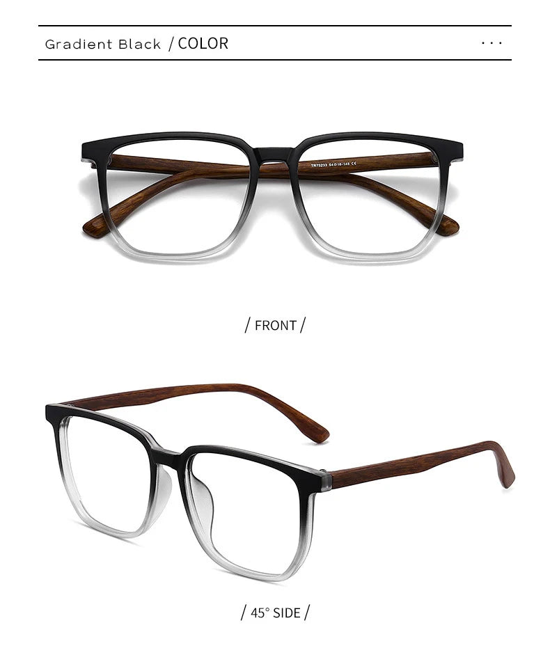 ANTI BLUE LIGHT Wood Pattern Retro /  Glasses for Men Optical TR90 MEN / WOMEN  Square Glasses Frame  Clear Lens Gift Frames F75233