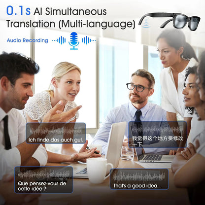 Ai Smart Glasses Unisex New Smart Glasses Recording Videos AI Photo Recognition Translation Call Sunglasses Men Women Waterproof Bluetooth Glasses