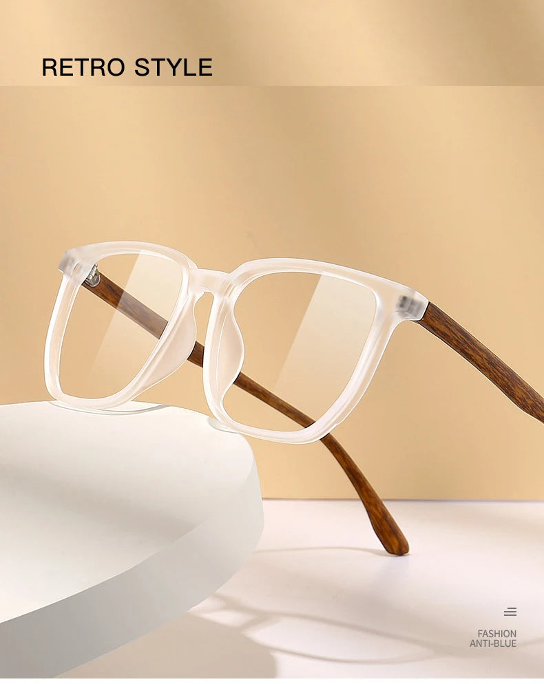 ANTI BLUE LIGHT Wood Pattern Retro /  Glasses for Men Optical TR90 MEN / WOMEN  Square Glasses Frame  Clear Lens Gift Frames F75233
