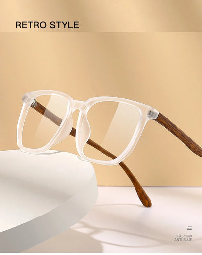 ANTI BLUE LIGHT Wood Pattern Retro /  Glasses for Men Optical TR90 MEN / WOMEN  Square Glasses Frame  Clear Lens Gift Frames F75233