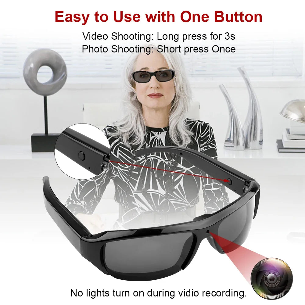 Ai Smart Glasses Unisex  Mini Glasses Camera Portable Outdoor Security Sports DV DVR Video Recorder Surveillance Camcorder For Driving