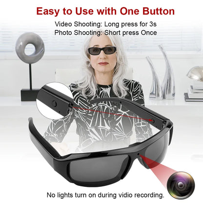 Ai Smart Glasses Unisex  Mini Glasses Camera Portable Outdoor Security Sports DV DVR Video Recorder Surveillance Camcorder For Driving