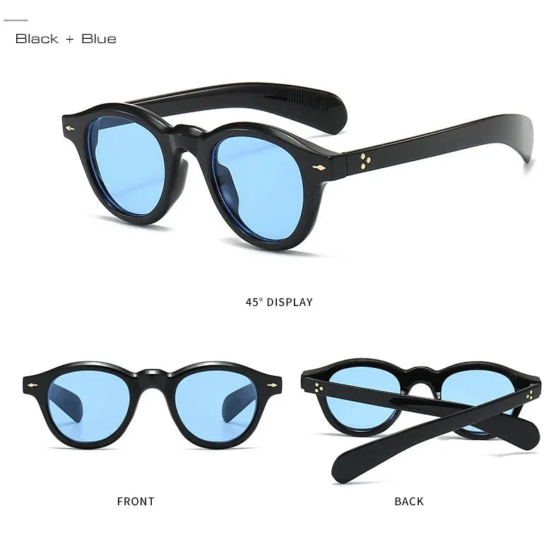 ANTI BLUE LIGHT  Round Women Glasses Frame Retro Sunglasses Rivets Decoration Optical Men Orange Eyeglasses Frame