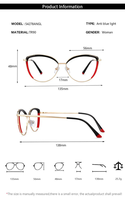 COMPUTER GLASSES ANTI BLUE LIGHT Frames Women Tr90 Fashion Computer Eyeglasses