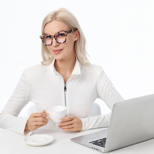 Anti-Blue Light Reading Glasses  Prescription  For MEN / WOMEN Fashion Square Reading Computer Eyeglasses