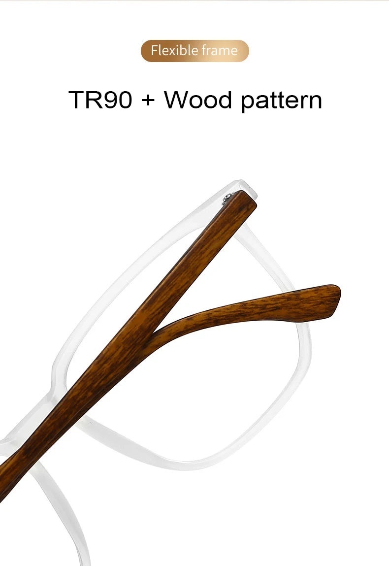 ANTI BLUE LIGHT Wood Pattern Retro /  Glasses for Men Optical TR90 MEN / WOMEN  Square Glasses Frame  Clear Lens Gift Frames F75233