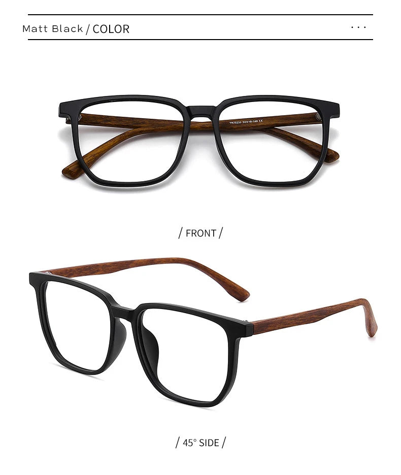ANTI BLUE LIGHT Wood Pattern Retro /  Glasses for Men Optical TR90 MEN / WOMEN  Square Glasses Frame  Clear Lens Gift Frames F75233