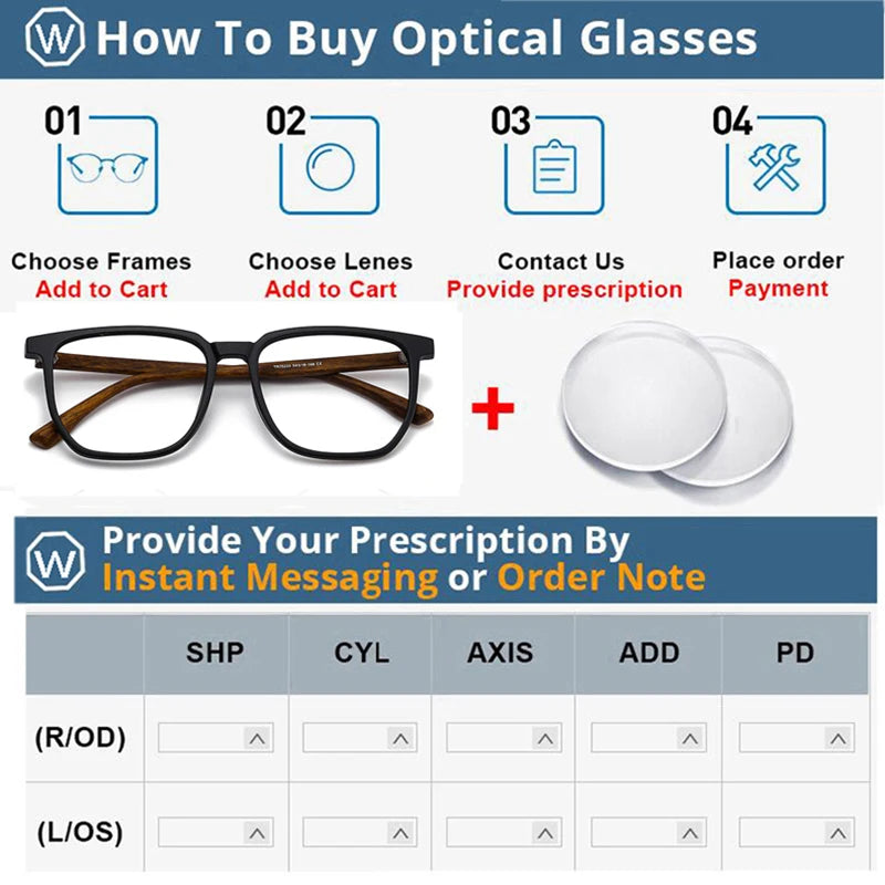 ANTI BLUE LIGHT Wood Pattern Retro /  Glasses for Men Optical TR90 MEN / WOMEN  Square Glasses Frame  Clear Lens Gift Frames F75233