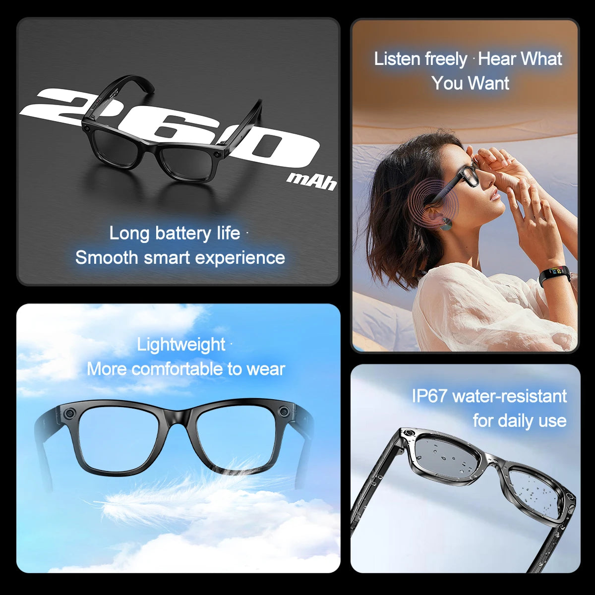 Ai Smart Glasses Unisex AI Camera Smart Glasses Q&A Translation Photo Take Video Record Wireless Call Protection Lenses Sports Sunglasses Gift