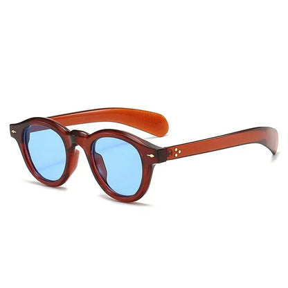 ANTI BLUE LIGHT  Round Women Glasses Frame Retro Sunglasses Rivets Decoration Optical Men Orange Eyeglasses Frame