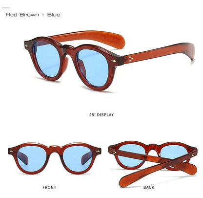 ANTI BLUE LIGHT  Round Women Glasses Frame Retro Sunglasses Rivets Decoration Optical Men Orange Eyeglasses Frame