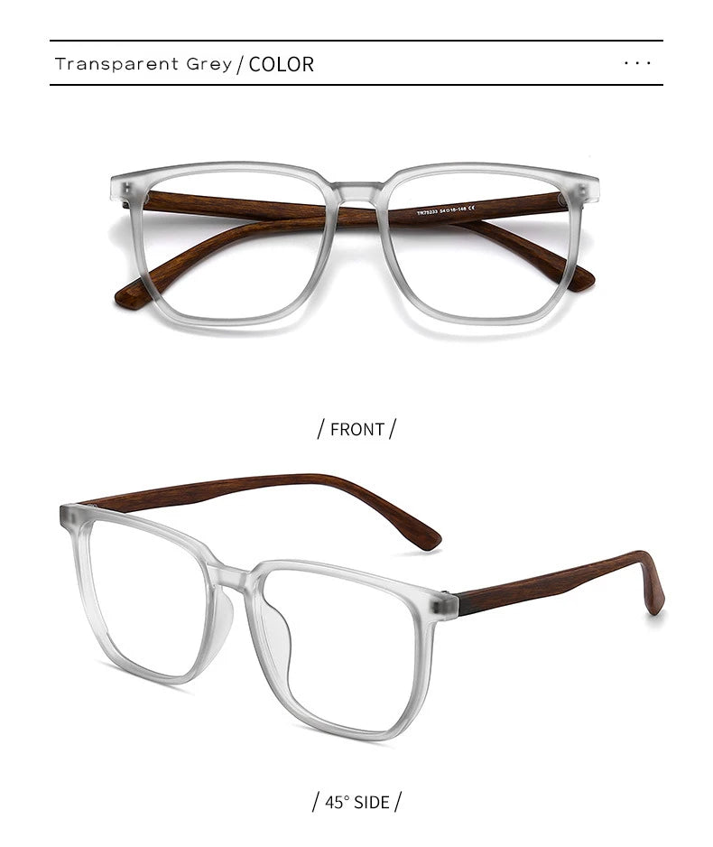 ANTI BLUE LIGHT Wood Pattern Retro /  Glasses for Men Optical TR90 MEN / WOMEN  Square Glasses Frame  Clear Lens Gift Frames F75233