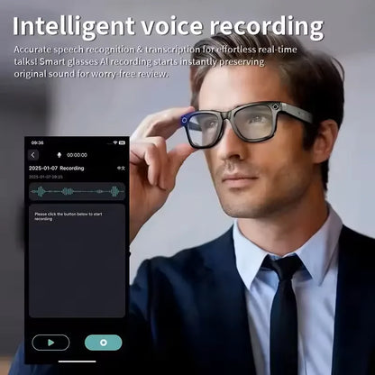 Ai Smart Glasses Unisex  smart glasses with Camera Video 8MP Translation Sunglasses Bluetooth Call Music Play Men Women Recording 100+ Languages