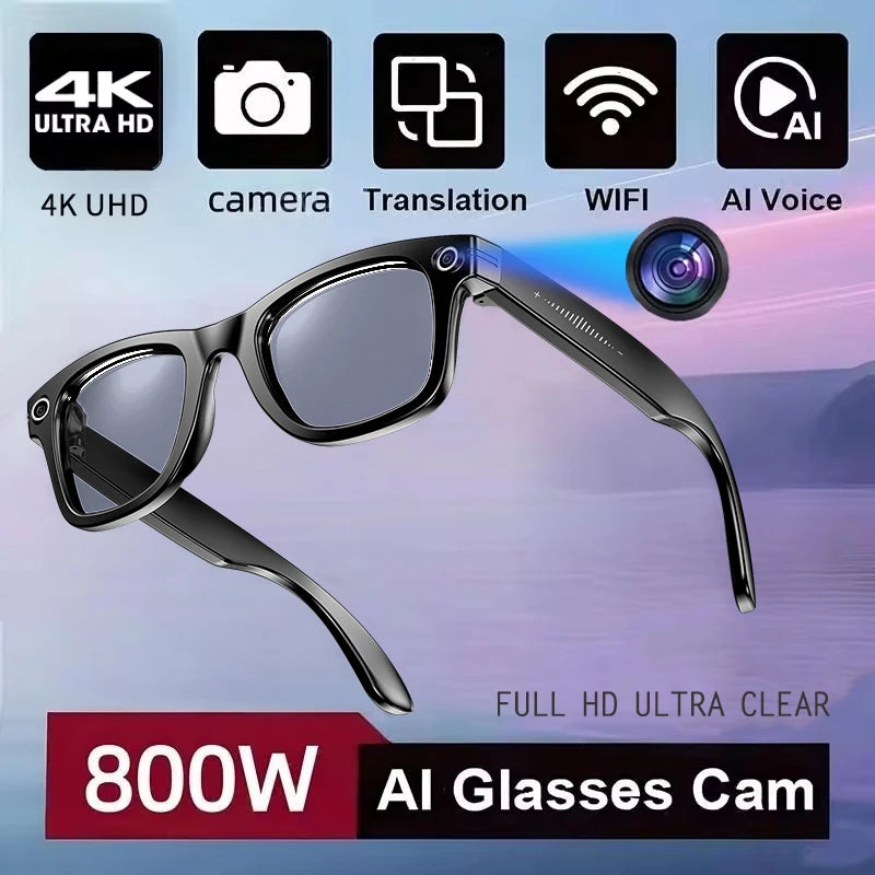 Ai Smart Glasses Unisex New Smart Glasses Recording Videos AI Photo Recognition Translation Call Sunglasses Men Women Waterproof Bluetooth Glasses