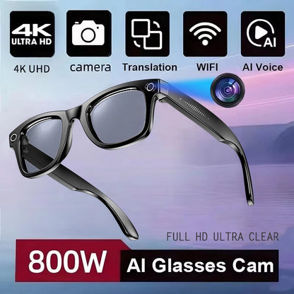 Ai Smart Glasses Unisex New Smart Glasses Recording Videos AI Photo Recognition Translation Call Sunglasses Men Women Waterproof Bluetooth Glasses