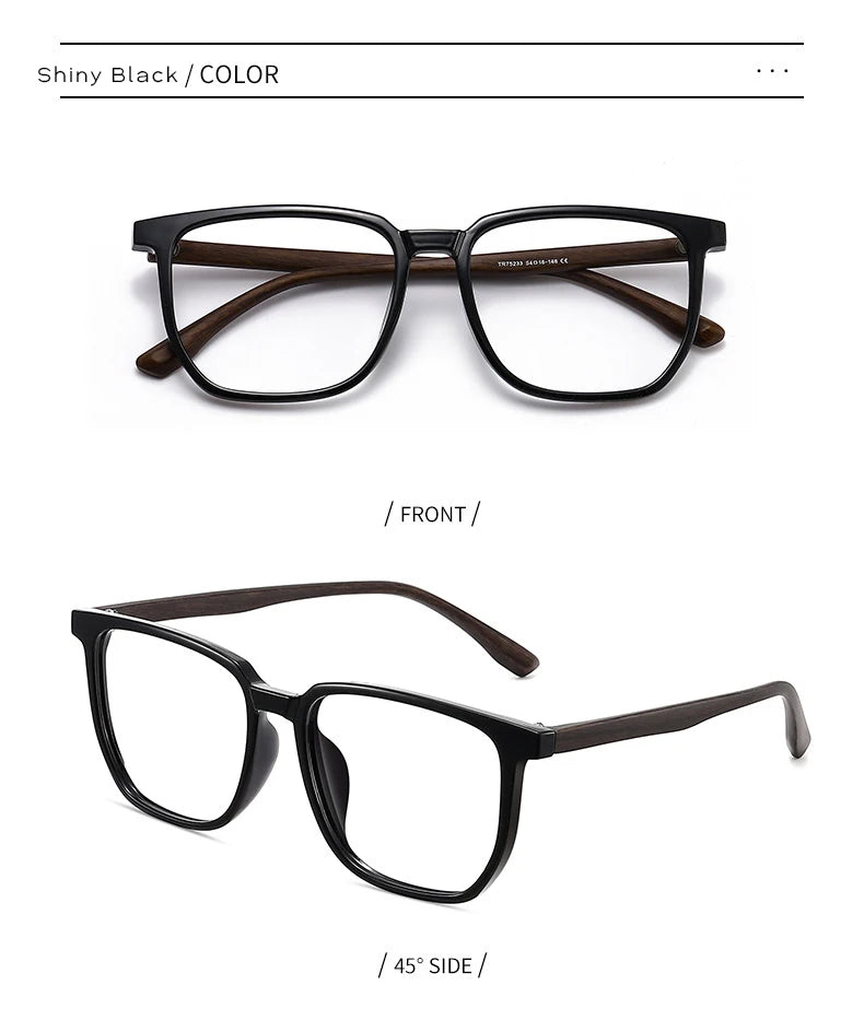 ANTI BLUE LIGHT Wood Pattern Retro /  Glasses for Men Optical TR90 MEN / WOMEN  Square Glasses Frame  Clear Lens Gift Frames F75233