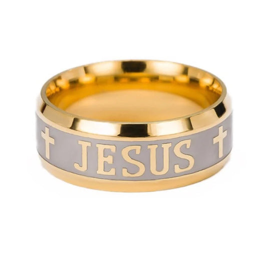 Stainless Men's JESUS  Titanium Steel Corrosion Ring, Non Fading