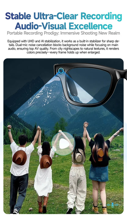 Ai Smart Glasses Unisex AI Smart Glasses with 8MP Camera Video Recording 100+ Languages Translation Sunglasses Bluetooth Call Music Play Men Women