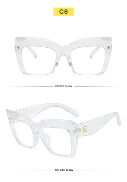 COMPUTER GLASSES / EXECUTIVE Oversize Women's Glasses Fashion  Square Ladies Eyeglasses Blue Clear Lens Optical Female Eyewear Anti Blue Light